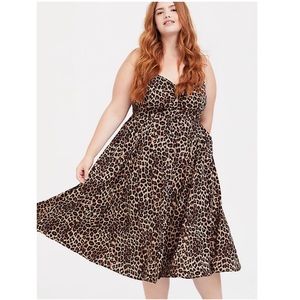 Torrid Leopard Challis Button Front Midi Dress